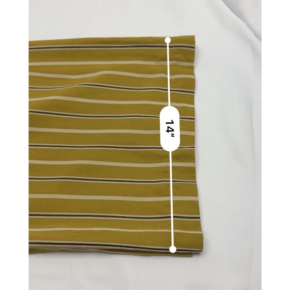 Zara TRF Striped Wide Leg Pants Mustard Yellow Stripe Button Front Women’s Small - Picture 13 of 13